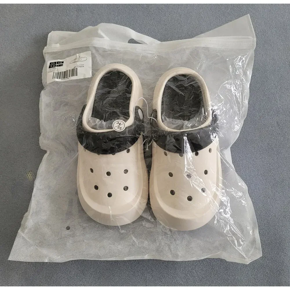 Classic Clog Styling Kids Shoes White w/Black -- Sz 13